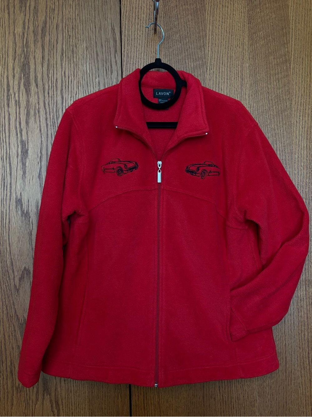 Y2K 90s Vintage Lavon Red Fleece Full Zip Jacket Women's L Roadster Car